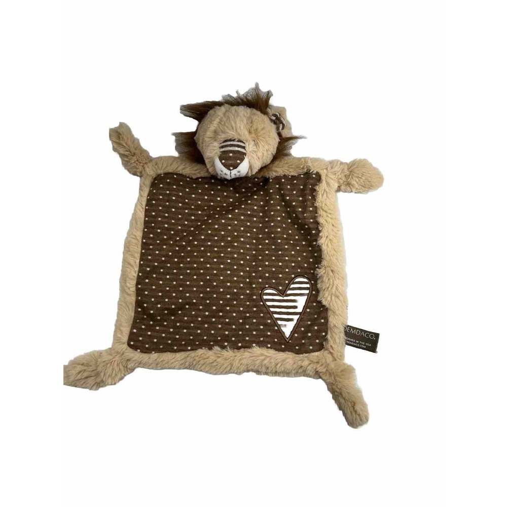 Demdaco Plush Lion Security Blanket Lovey Rattle Knots Brown 2020 HTF
